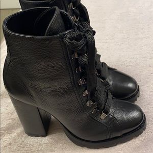 Black chunky heel combat boots